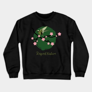 Respect Nature Bird on a Branch Crewneck Sweatshirt